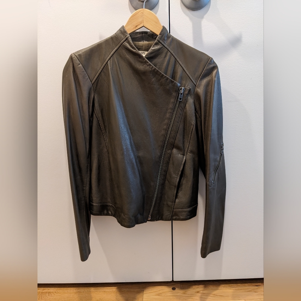 Olive Green Helmut Lang Leather Jacket